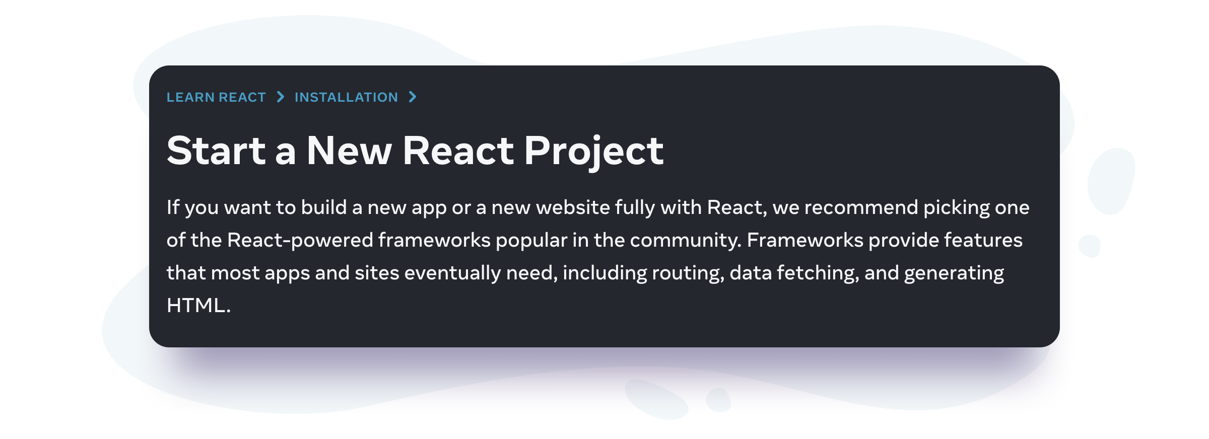 Start a new React project 